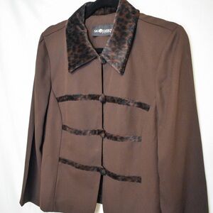 Vintage Brown Leopard Trim Jacket